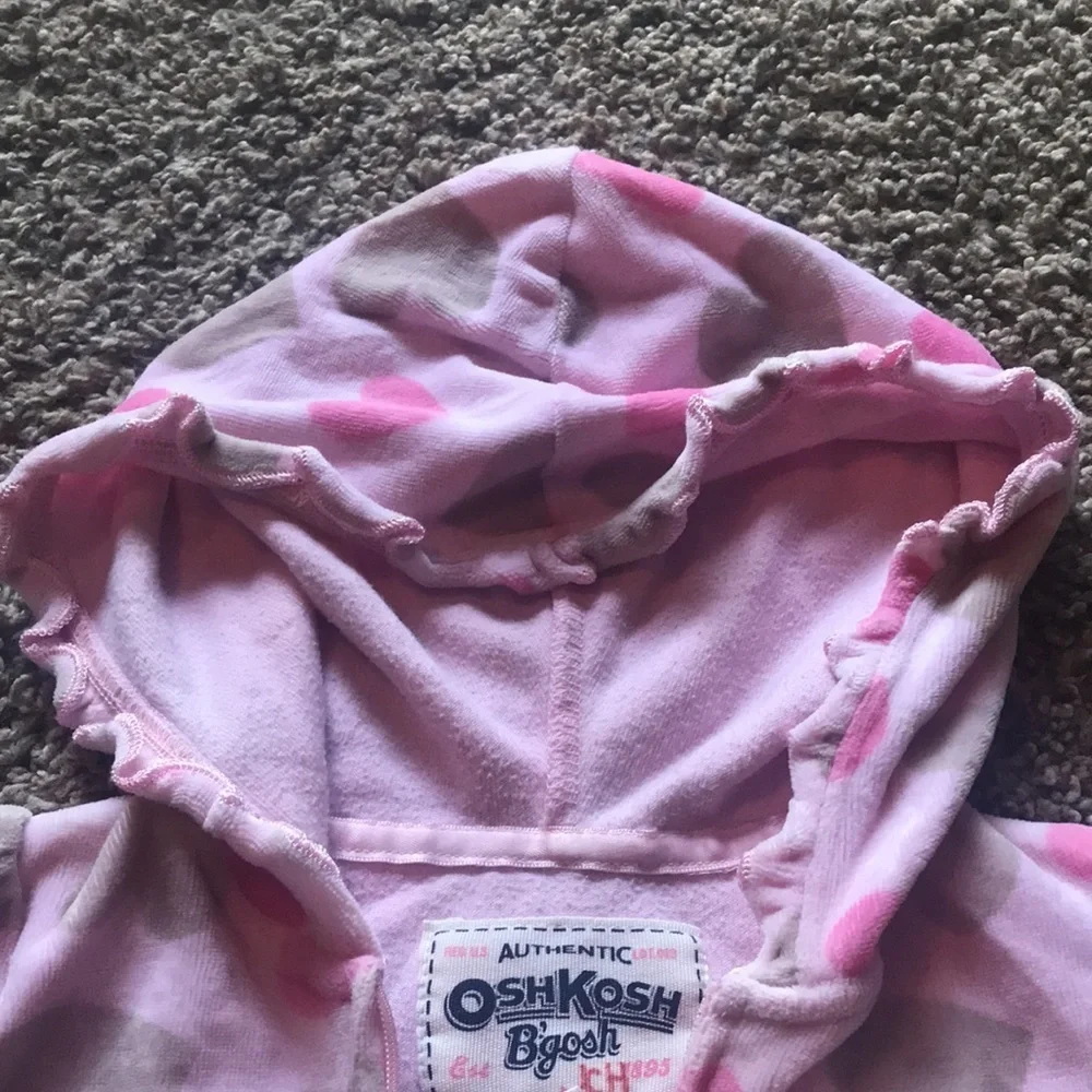 Oshkosh Bgosh Pink Heart Super Soft Long Sleeve Zip Up Hoodie